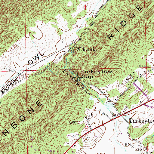 Topographic Map of Turkeytown Gap, AL
