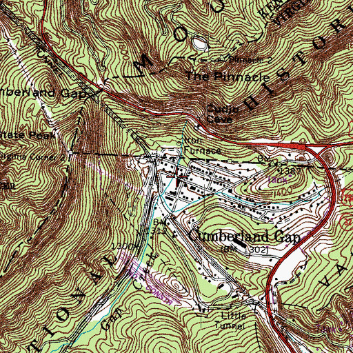 Topographic Map of Cumberland Gap, TN
