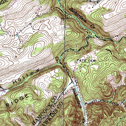Topographic Map of Curry Branch, TN