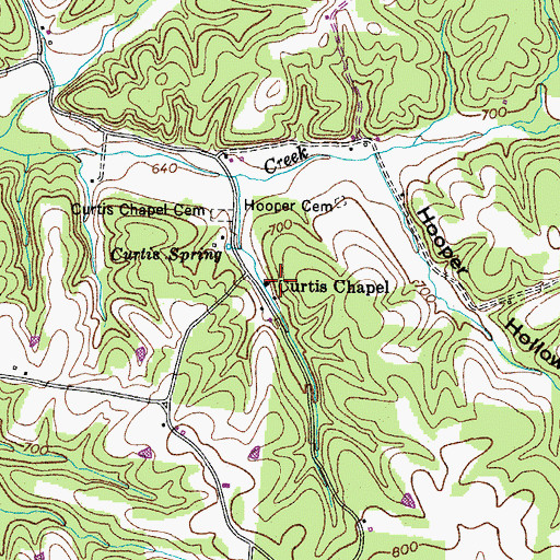 Topographic Map of Curtis Chapel, TN