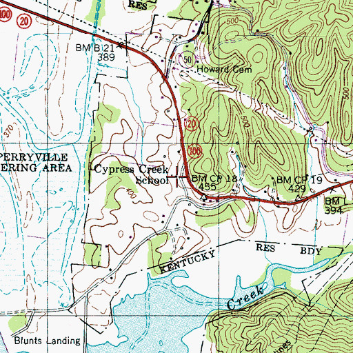 Topographic Map of Cypress Creek School, TN