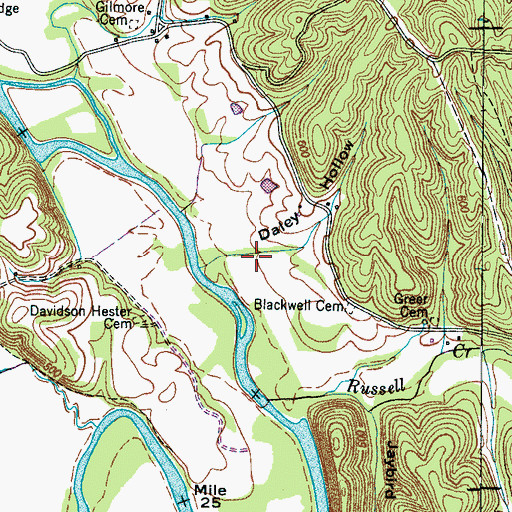 Topographic Map of Daley Hollow, TN