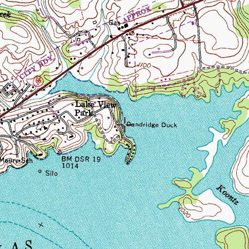 Topographic Map of Dandridge Dock, TN