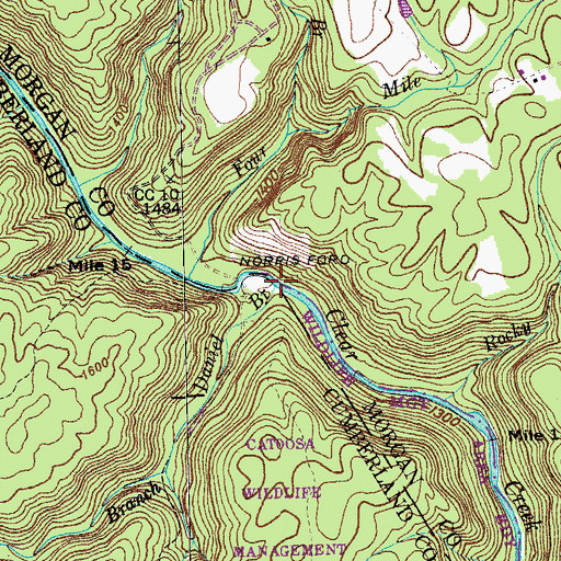 Topographic Map of Daniel Branch, TN