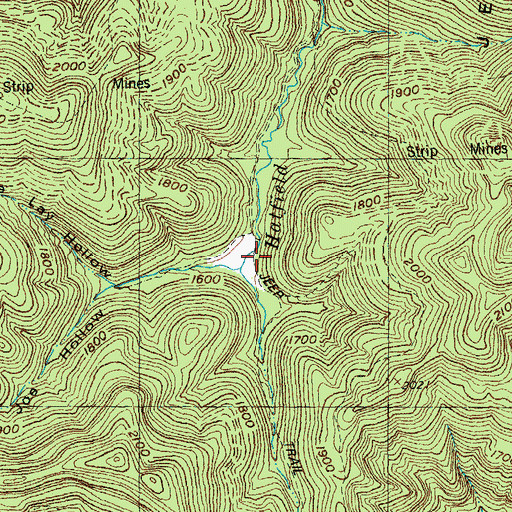 Topographic Map of Dave Lay Hollow, TN