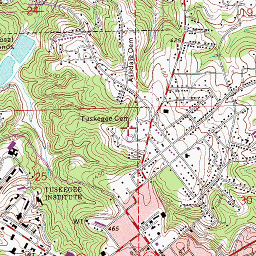 Topographic Map of Tuskegee Cemetery, AL