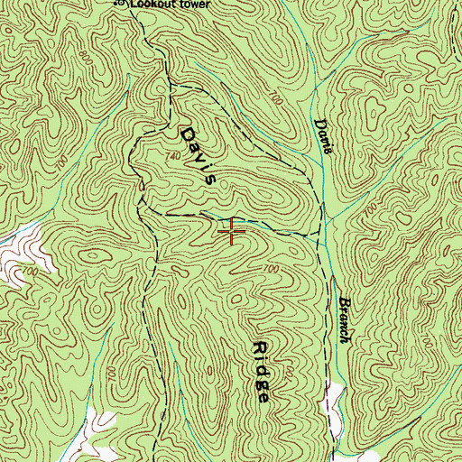 Topographic Map of Davis Ridge, TN