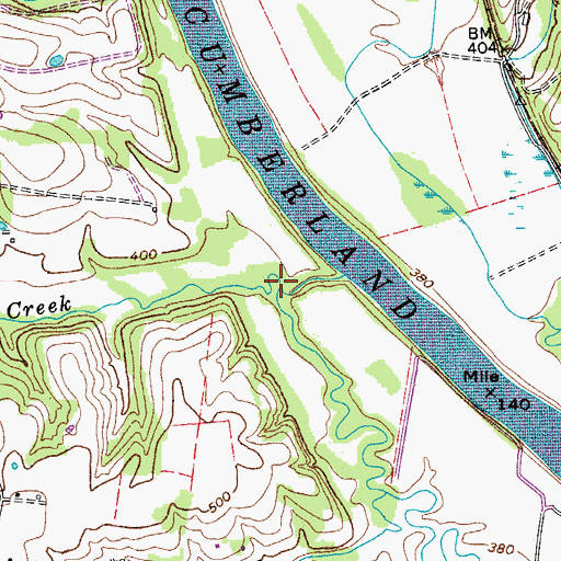 Topographic Map of Dawson Creek, TN