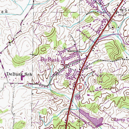 Topographic Map of DeRusk, TN