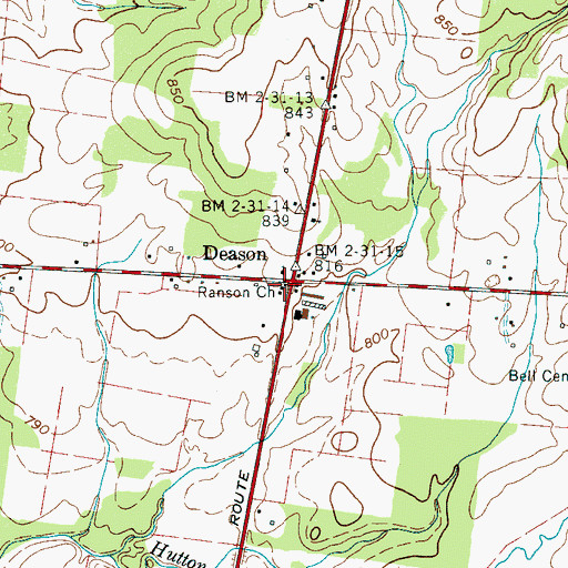 Topographic Map of Deason, TN