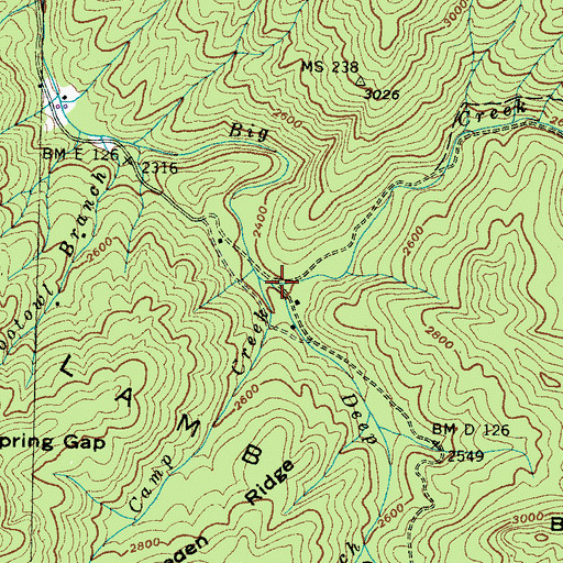 Topographic Map of Deep Gap Creek, TN