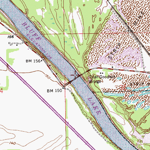 Topographic Map of Tyler-Goodwin Bridge, AL