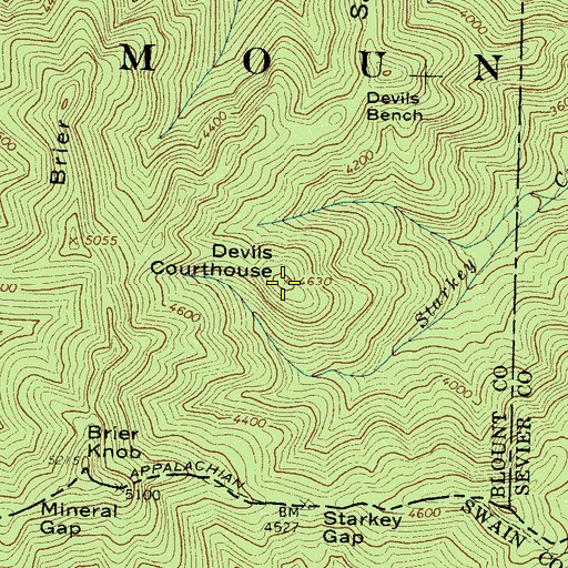 Topographic Map of Devils Courthouse, TN