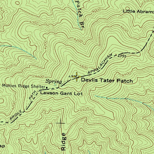 Topographic Map of Devils Tater Patch, TN
