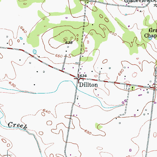 Topographic Map of Dillton, TN