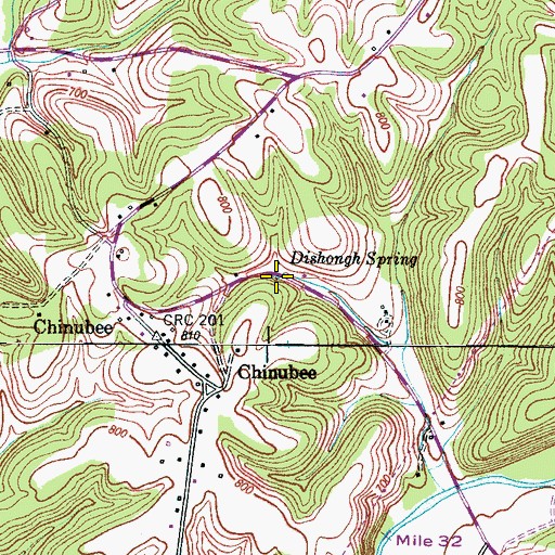 Topographic Map of Dishongh Spring, TN