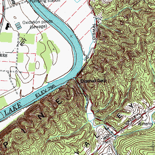 Topographic Map of Dismal Creek, TN