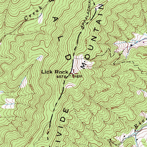 Topographic Map of Divide Mountain, TN