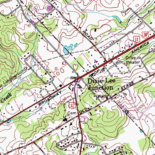 Topographic Map of Dixie Lee Junction, TN