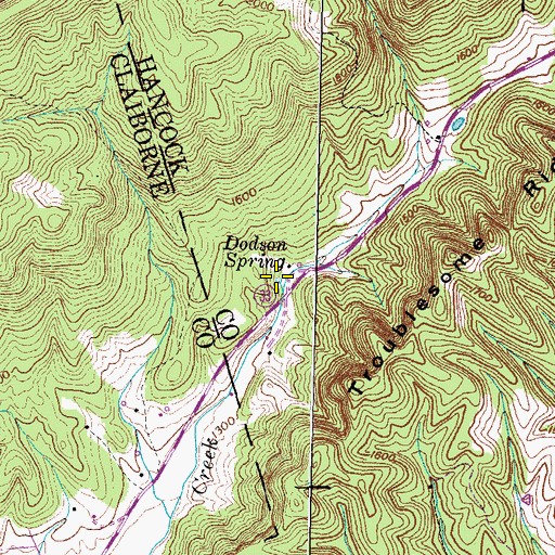 Topographic Map of Dodson Spring, TN