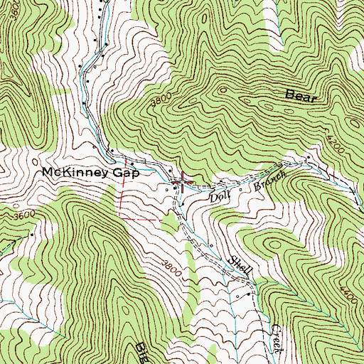 Topographic Map of Doll Branch, TN