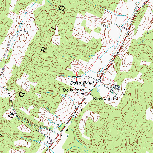Topographic Map of Dolly Pond, TN