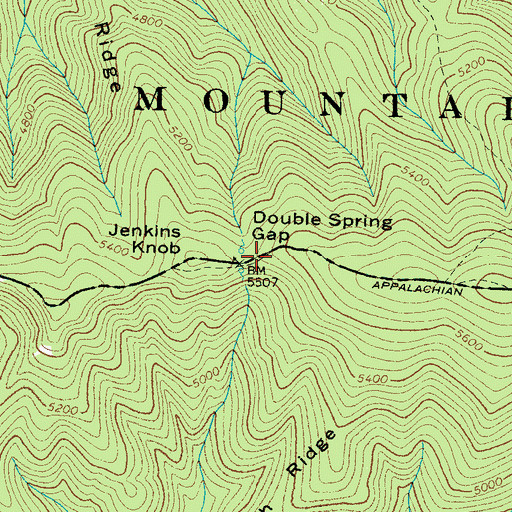 Topographic Map of Double Spring Gap, TN