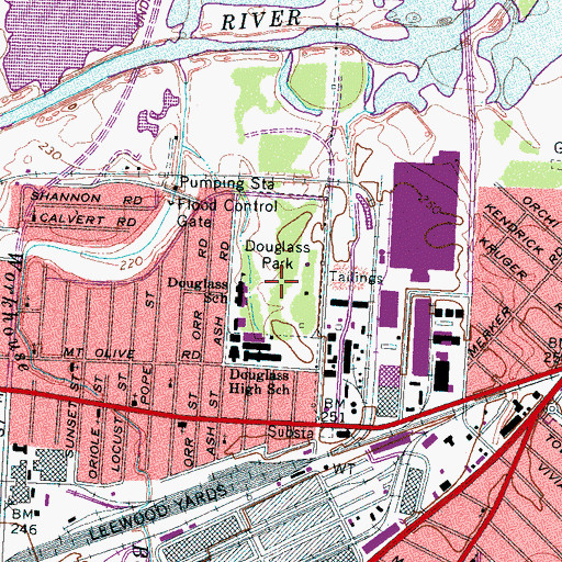 Topographic Map of Douglass Park, TN