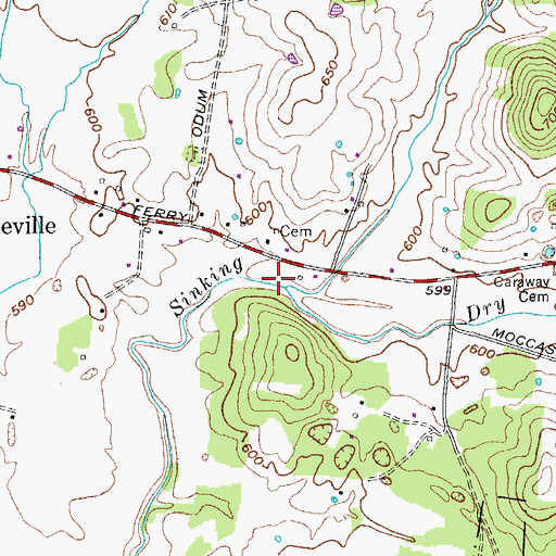Topographic Map of Dry Creek, TN
