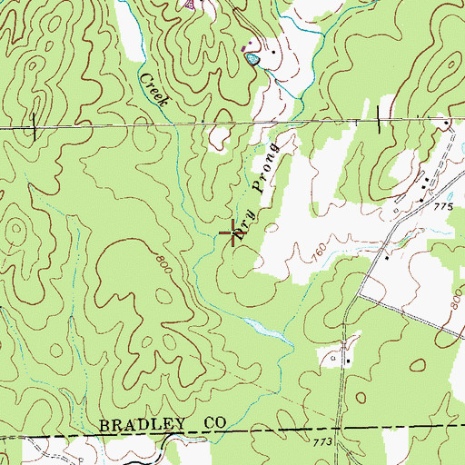 Topographic Map of Dry Prong, TN