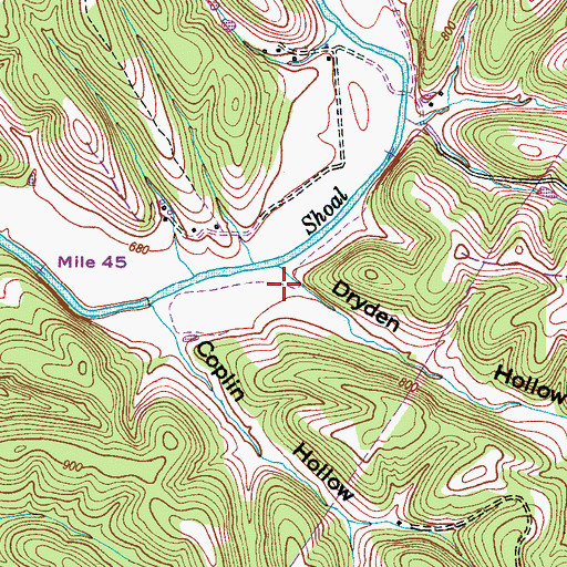 Topographic Map of Dryden Hollow, TN
