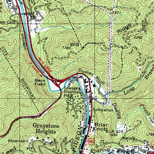 Topographic Map of Dudley Creek, TN
