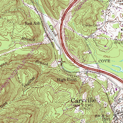 Topographic Map of Duncan Branch, TN