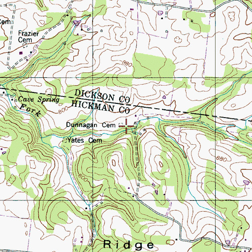 Topographic Map of Dunnagan Cemetery, TN