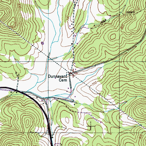 Topographic Map of Dunnavant Cemetery, TN