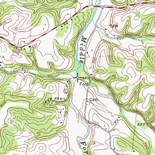 Topographic Map of Dutch Creek, TN