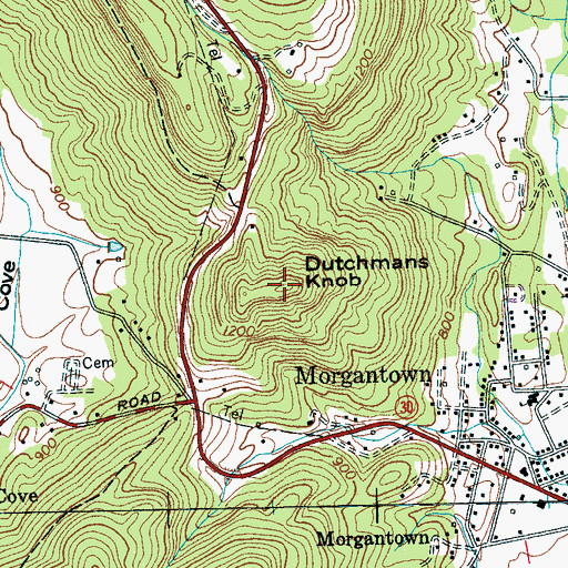 Topographic Map of Dutchmans Knob, TN