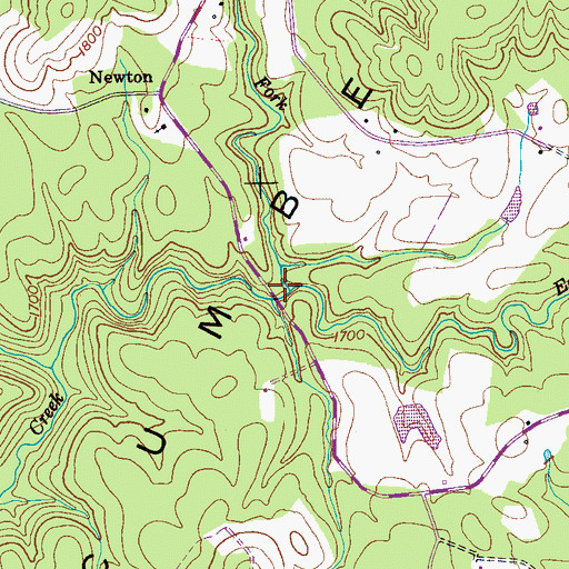 Topographic Map of East Fork Little Cane Creek, TN