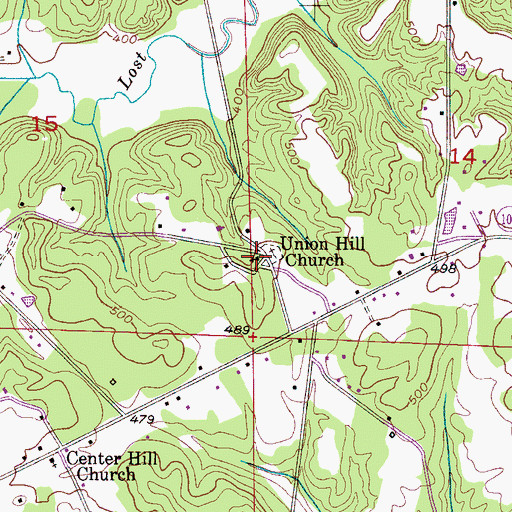 Topographic Map of Union Hill Church, AL