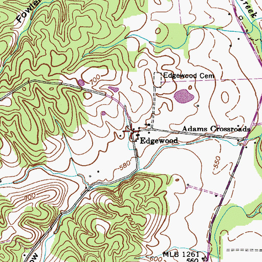 Topographic Map of Edgewood, TN