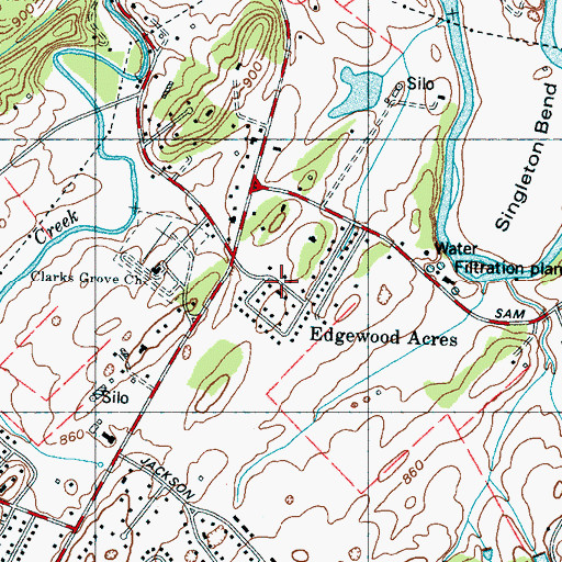 Topographic Map of Edgewood Acres, TN
