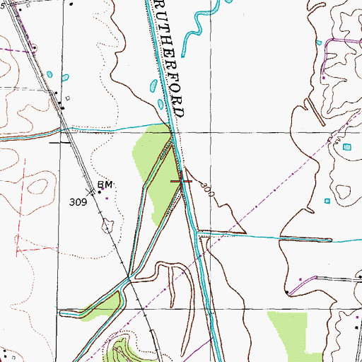 Topographic Map of Edmundson Creek, TN