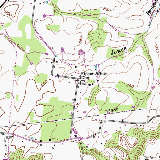 Topographic Map of Eidson-White Cemetery, TN
