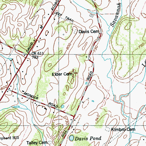Topographic Map of Elder Cemetery, TN