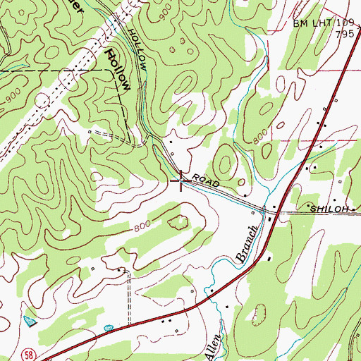 Topographic Map of Elder Hollow, TN