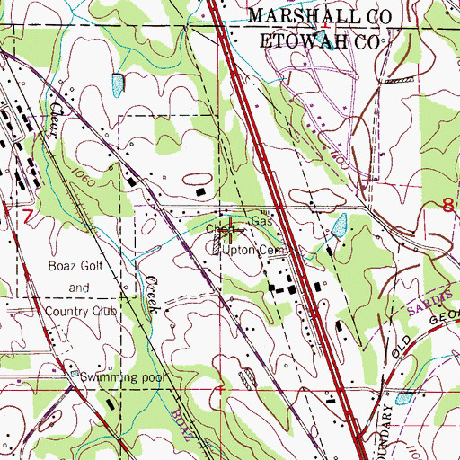Topographic Map of Upton Cemetery, AL