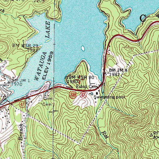 Topographic Map of Estep Cemetery, TN