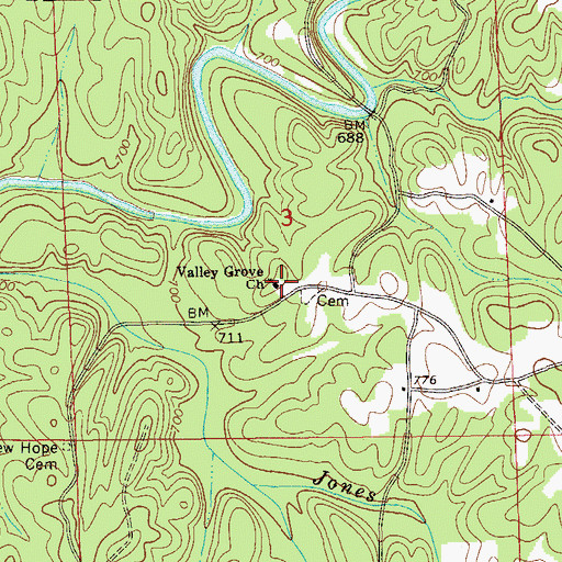 Topographic Map of Valley Grove Church, AL