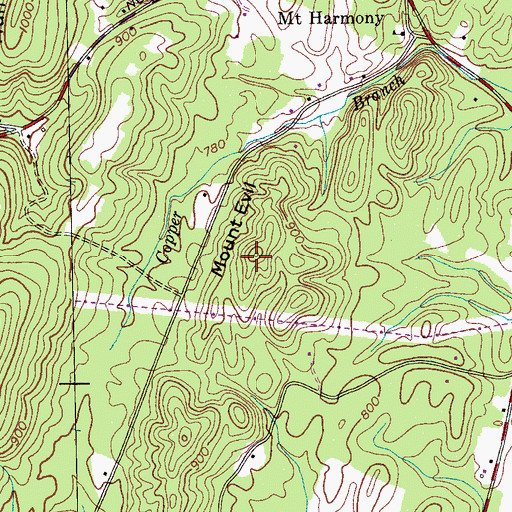 Topographic Map of Mount Evil, TN