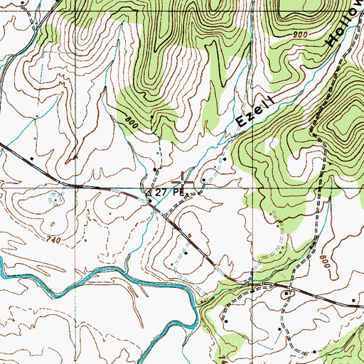 Topographic Map of Ezell Hollow, TN